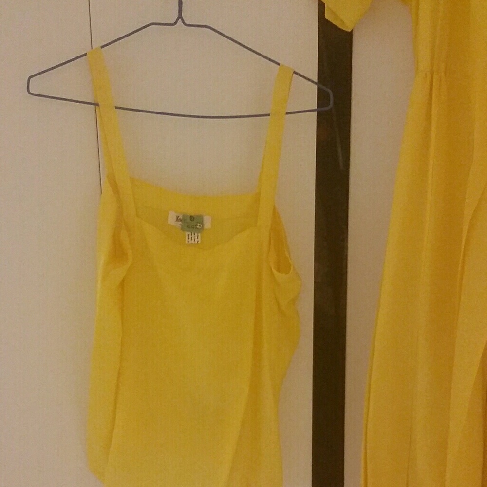 Vintage Yellow Silk 3 Piece Dress - Picture 2 of 7